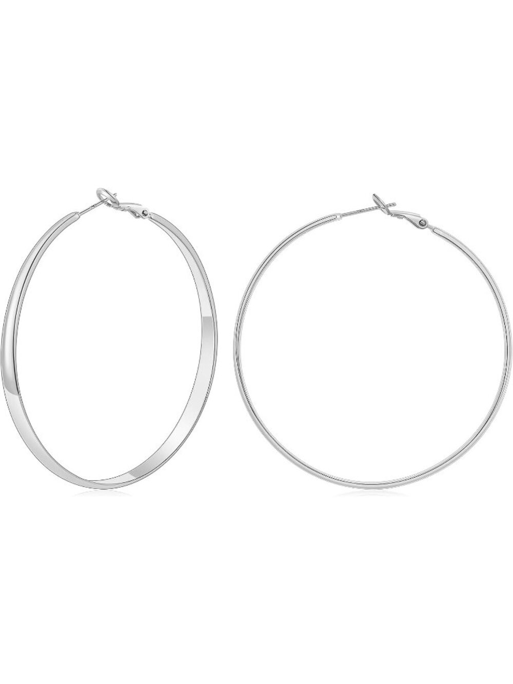 Women's 925 Sterling Silver Plated 60mm Wide Post Thick Round Hoop Earrings